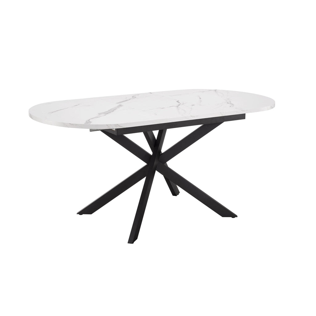 Dusklia - Brooke Oval Extendable 4-6 Seater Dining Table - Stone/Black