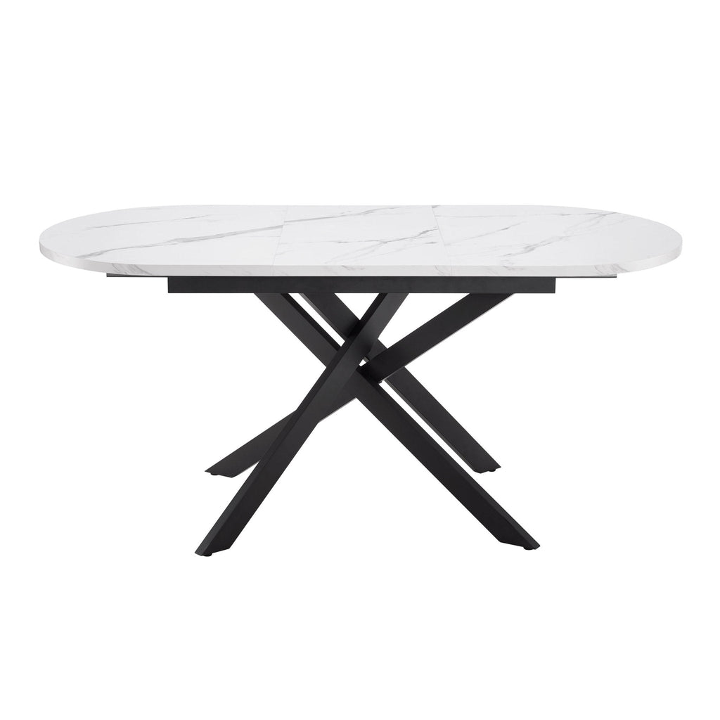Dusklia - Brooke Oval Extendable 4-6 Seater Dining Table - Stone/Black