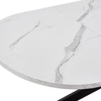 Dusklia - Brooke Oval Extendable 4-6 Seater Dining Table - Stone/Black