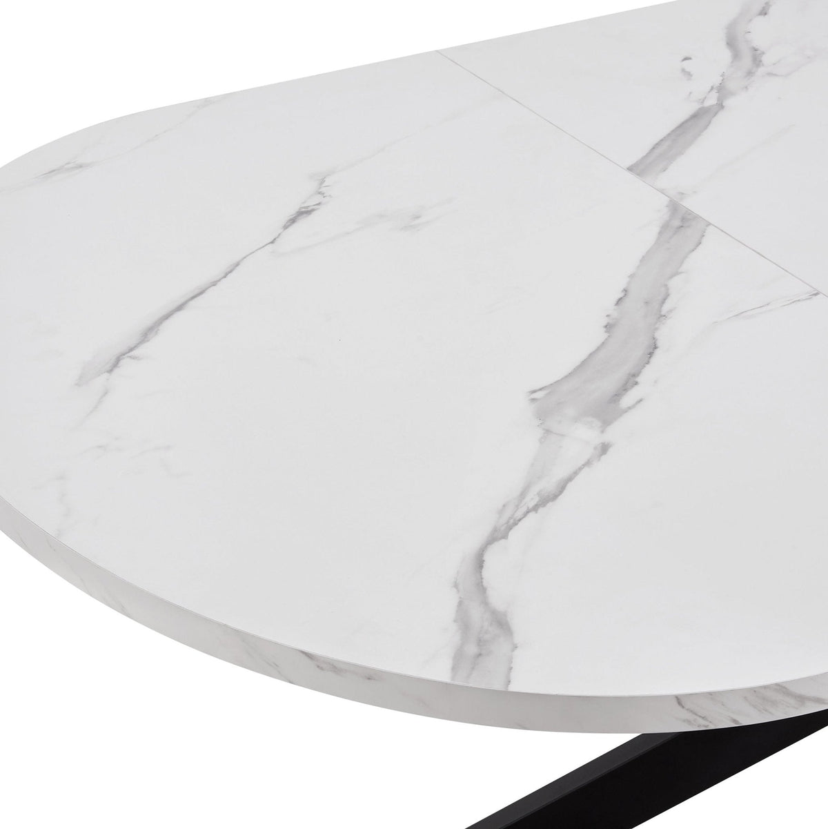 Dusklia - Brooke Oval Extendable 4-6 Seater Dining Table - Stone/Black