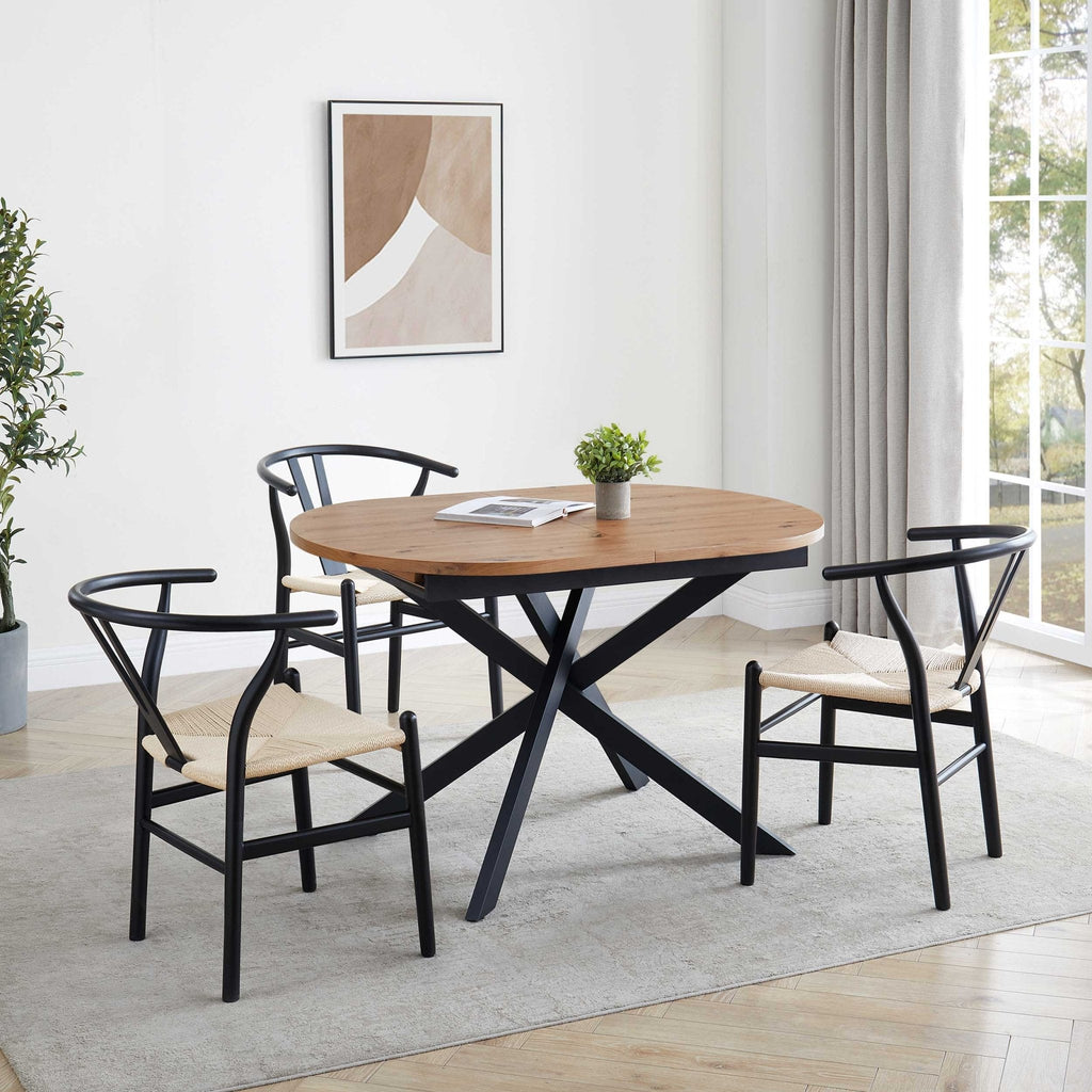 Dusklia - Brooke Oval Extendable 4-6 Seater Dining Table - Wood/Black