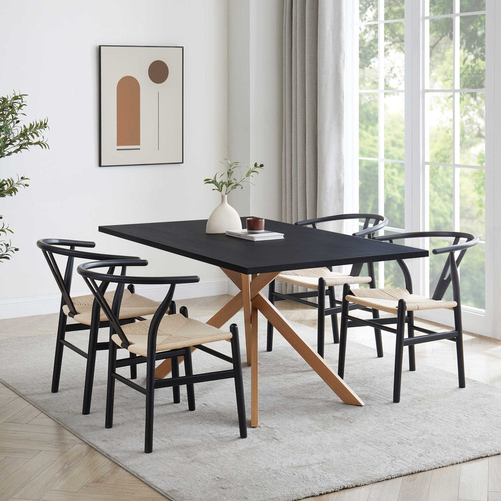 Dusklia - Brooke Rectangle 4-6 Seater Dining Table - Black/Wood