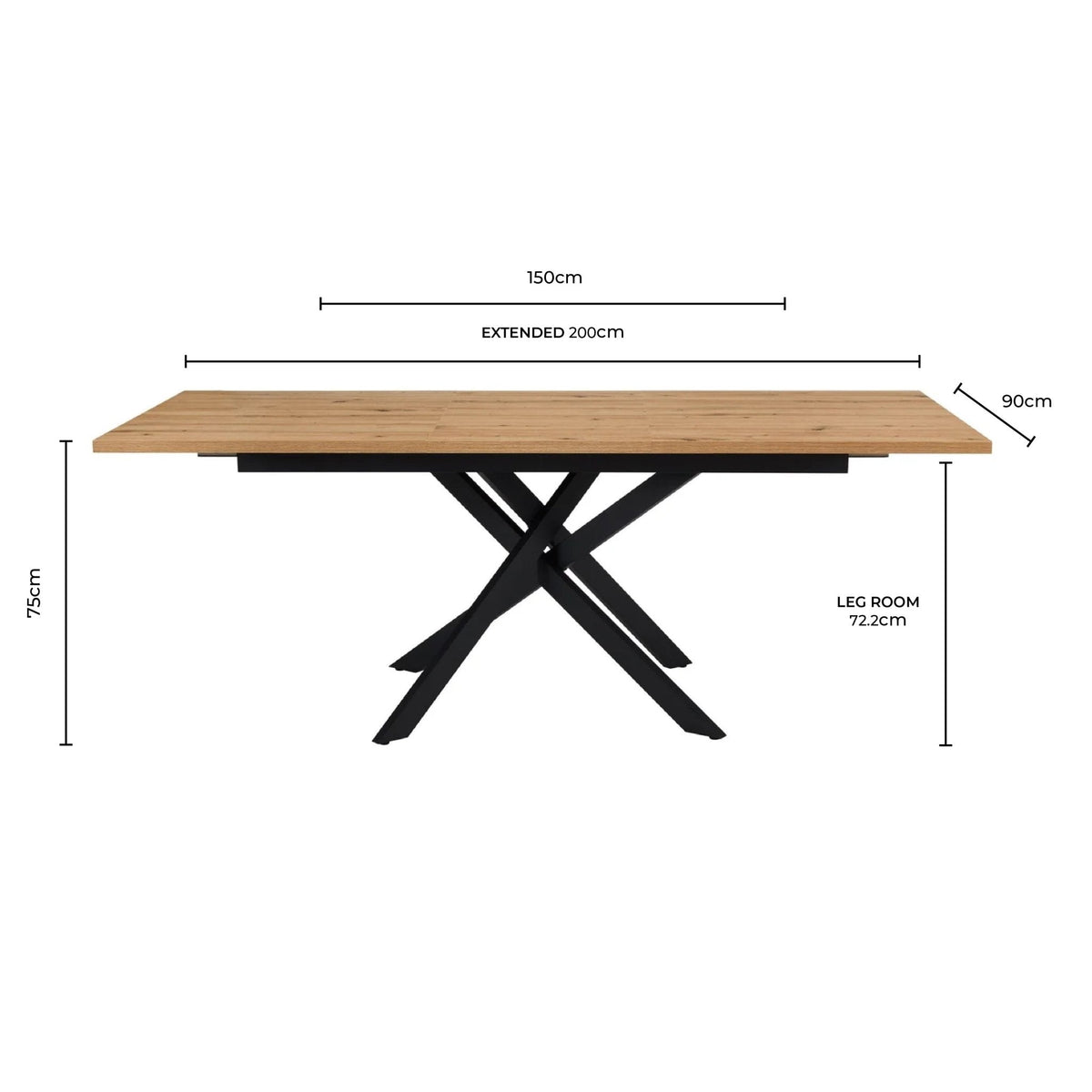 Dusklia - Brooke Rectangle Extendable 6-8 Seater Dining Table - Black