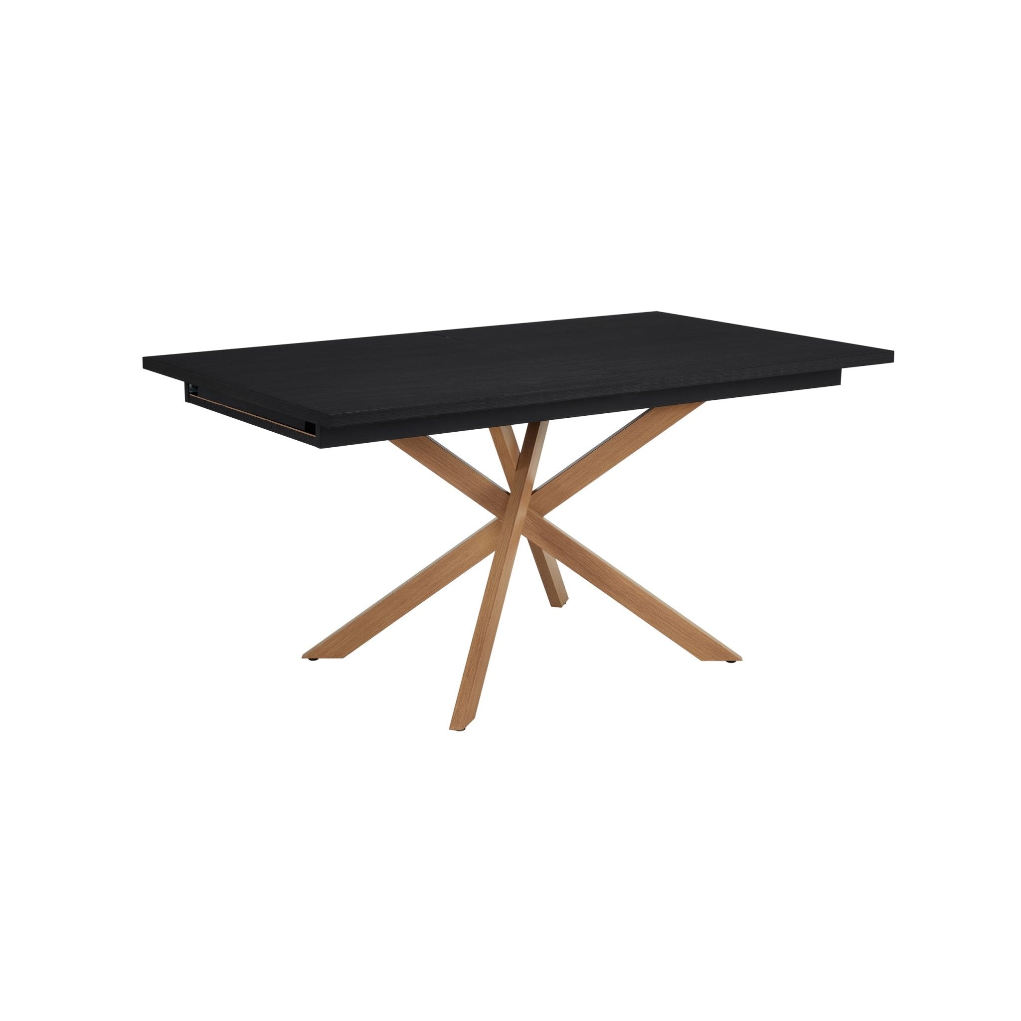 Dusklia - Brooke Rectangle Extendable 6-10 Seater Dining Table - Black/Wood