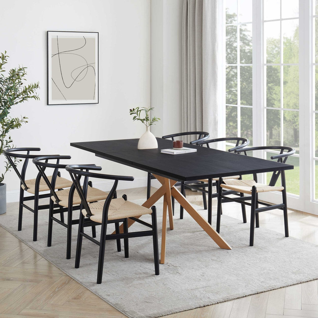 Dusklia - Brooke Rectangle Extendable 6-10 Seater Dining Table - Black/Wood