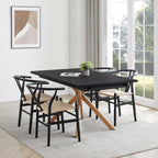 Dusklia - Brooke Rectangle Extendable 6-10 Seater Dining Table - Black/Wood