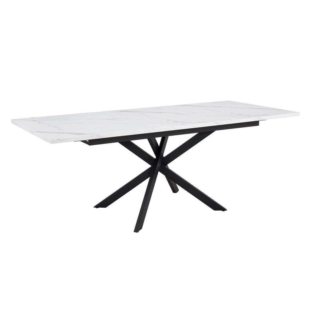 Dusklia - Brooke Rectangle Extendable 6-8 Seater Dining Table - Stone/Black