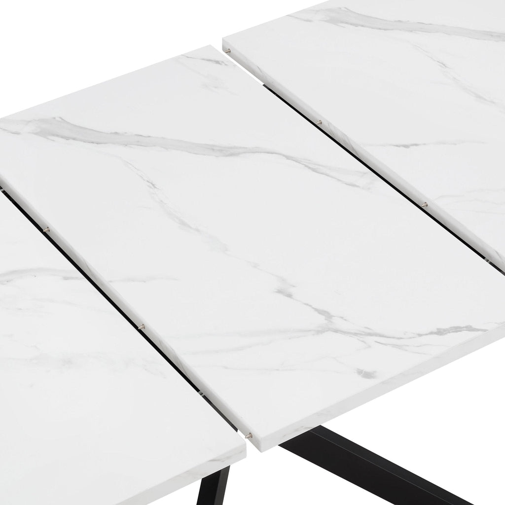 Dusklia - Brooke Rectangle Extendable 6-8 Seater Dining Table - Stone/Black