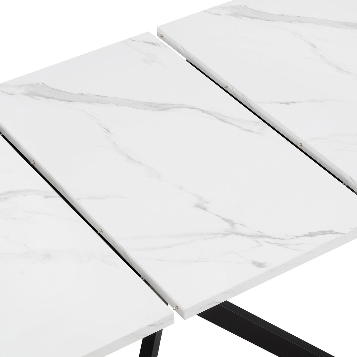 Dusklia - Brooke Rectangle Extendable 6-8 Seater Dining Table - Stone/Black