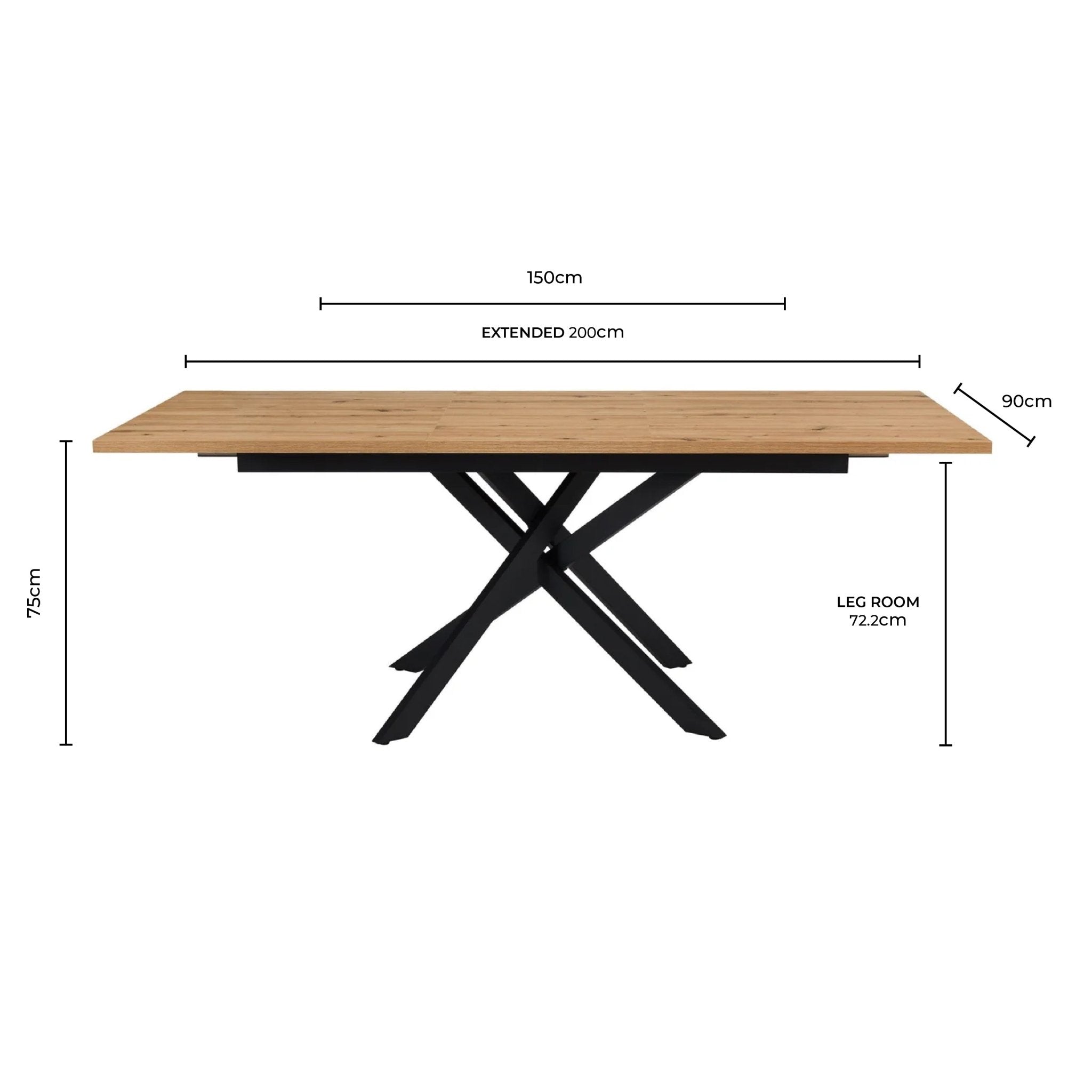 Dusklia - Brooke Rectangle Extendable 6-8 Seater Dining Table - Stone/Black