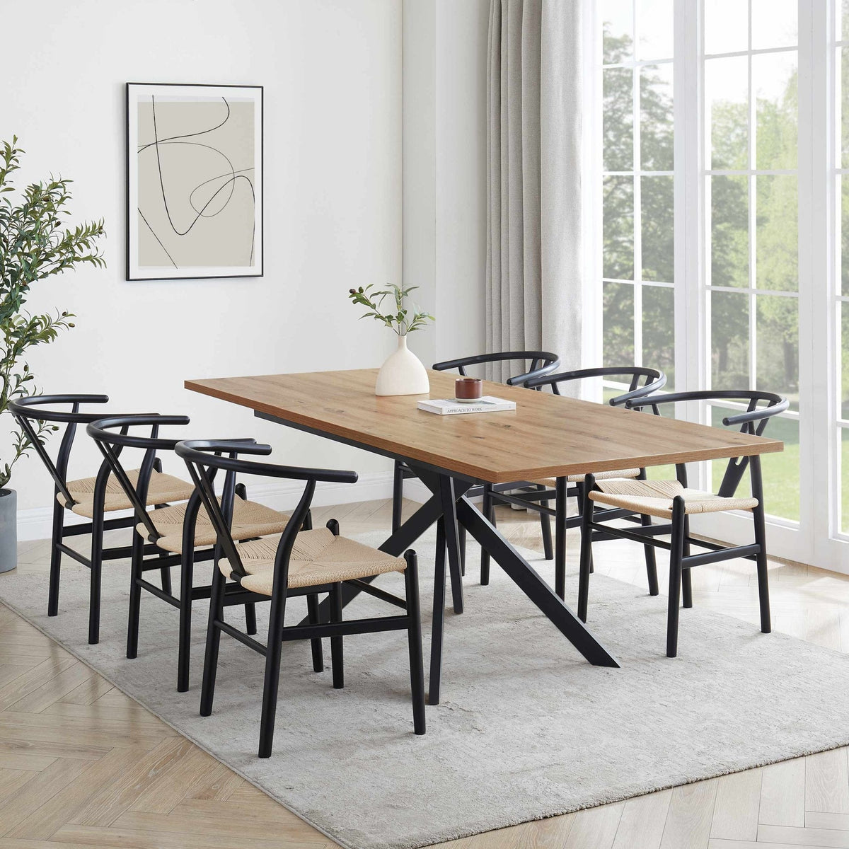 Dusklia - Brooke Rectangle Extendable 6-8 Seater Dining Table - Wood/Black