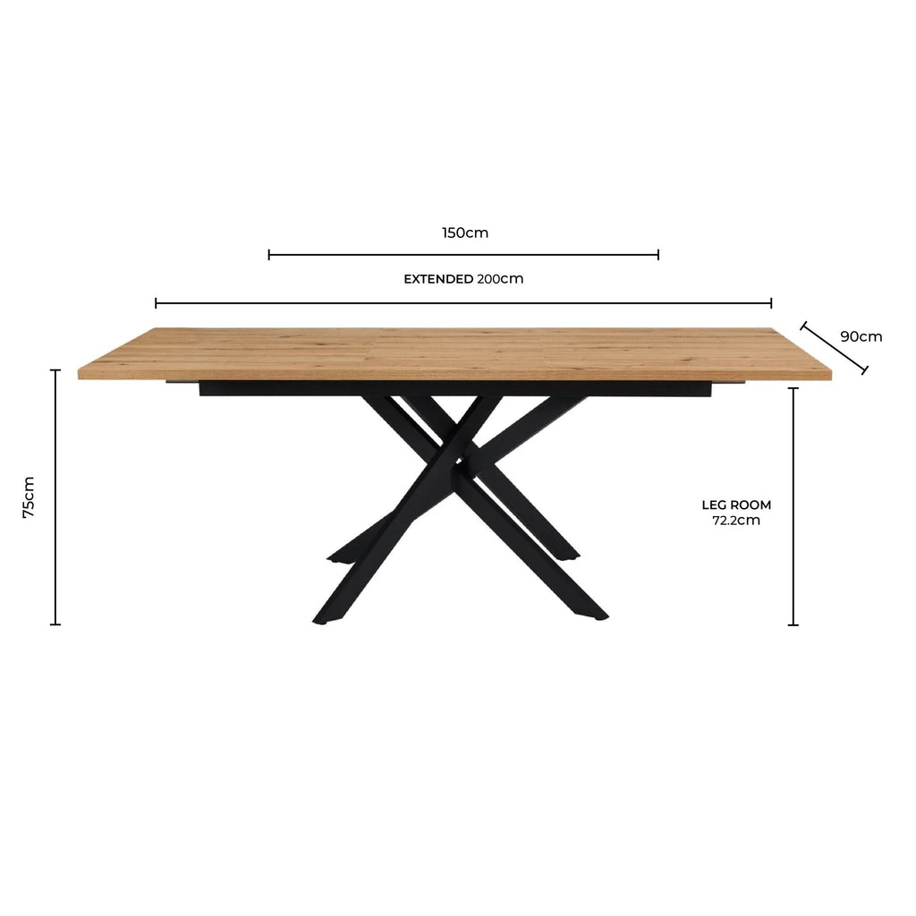 Dusklia - Brooke Rectangle Extendable 6-8 Seater Dining Table - Wood/Black