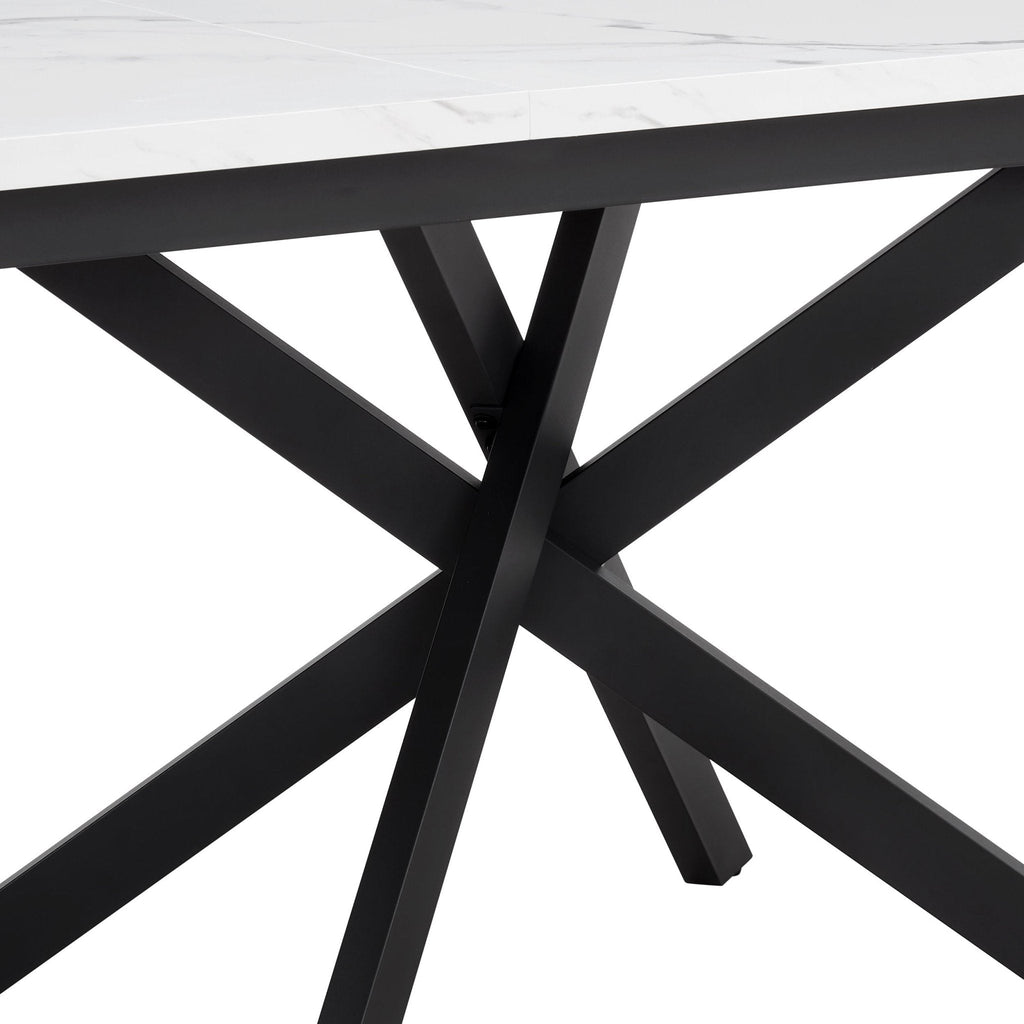 Dusklia - Brooke Rectangle Extendable 6-8 Seater Dining Table - Stone/Black