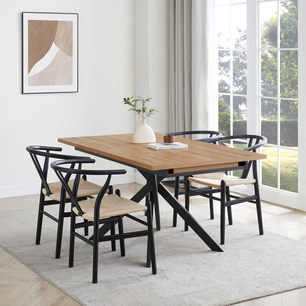 Dusklia - Brooke Rectangle Extendable 6-8 Seater Dining Table - Wood/Black