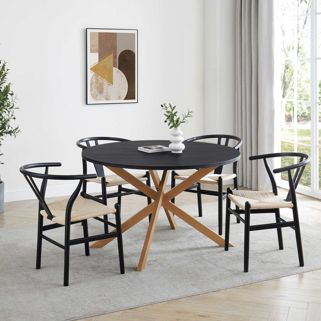 Dusklia - Brooke Round 4-6 Seater Dining Table - Black/Wood