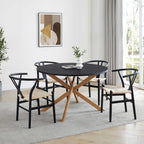 Dusklia - Brooke Round 4-6 Seater Dining Table - Black/Wood