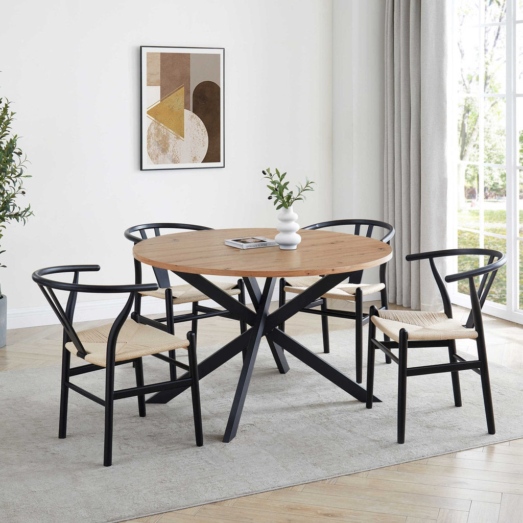 Dusklia - Brooke Round 4-6 Seater Dining Table - Wood/Black