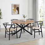 Dusklia - Brooke Round 4-6 Seater Dining Table - Wood/Black