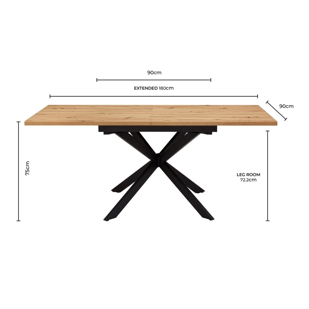 Dusklia - Brooke Square Extendable 4-8 Seater Dining Table - Wood/Black