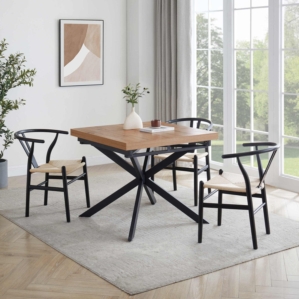Dusklia - Brooke Square Extendable 4-8 Seater Dining Table - Wood/Black