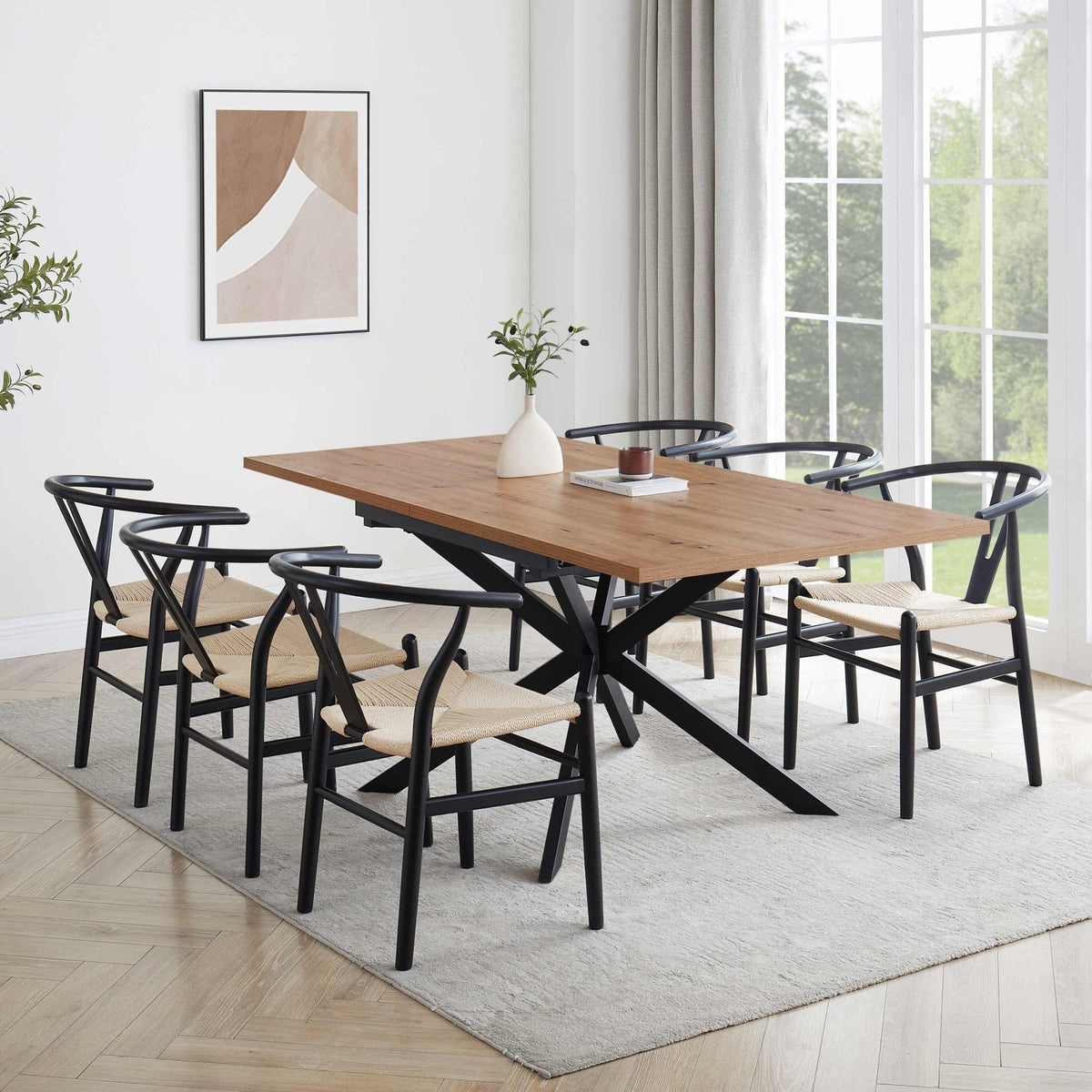 Dusklia - Brooke Square Extendable 4-8 Seater Dining Table - Wood/Black