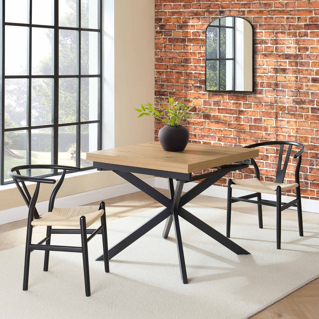Dusklia - Brooke Square Extendable 4-8 Seater Dining Table - Wood/Black