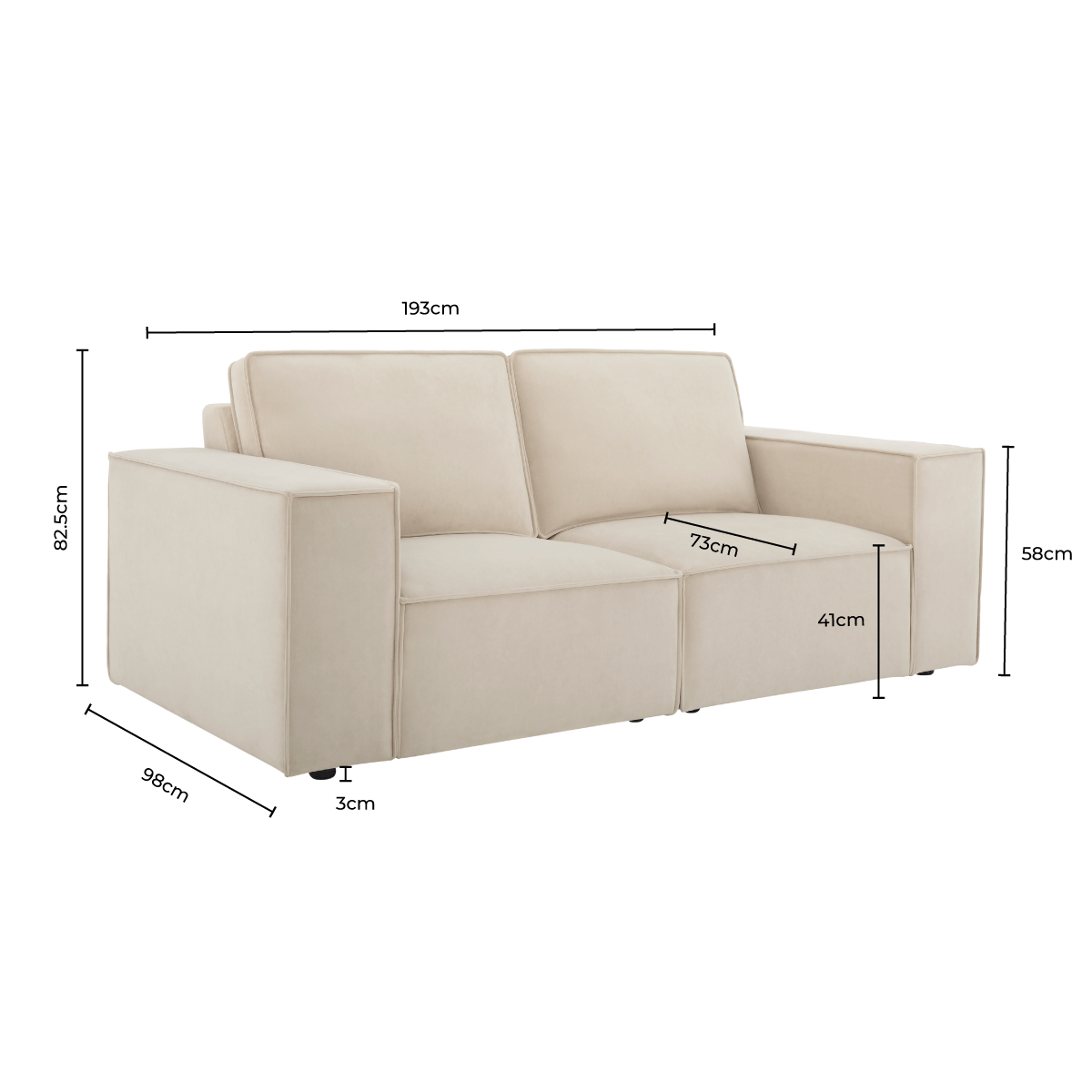 Dusklia - Brooklyn 2 Seater Sofa - Cappuccino