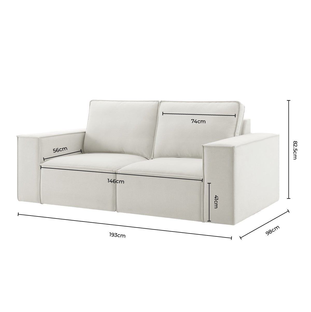 Dusklia - Brooklyn 2 Seater Sofa - Ivory