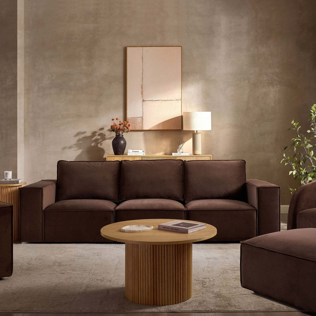 Dusklia - Hattie Round Pedestal Coffee Table - Light Wood