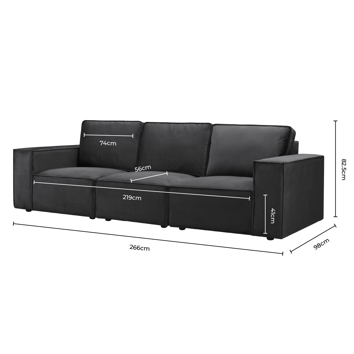 Dusklia - Brooklyn 3 Seater Sofa - Ink