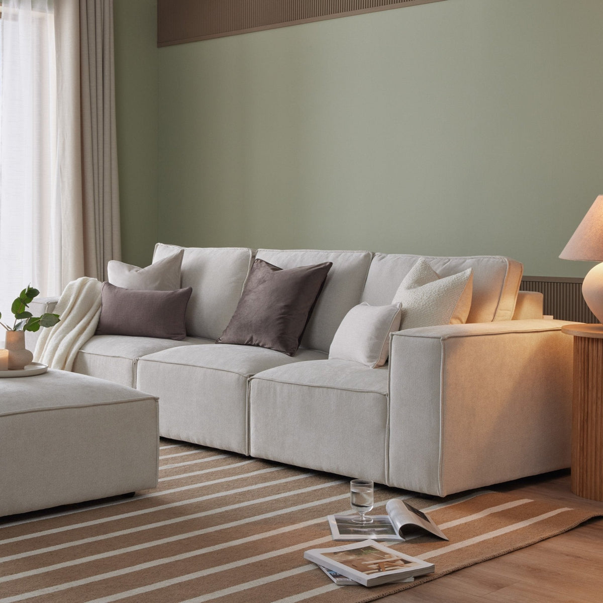 Dusklia - Brooklyn 3 Seater Sofa - Ivory
