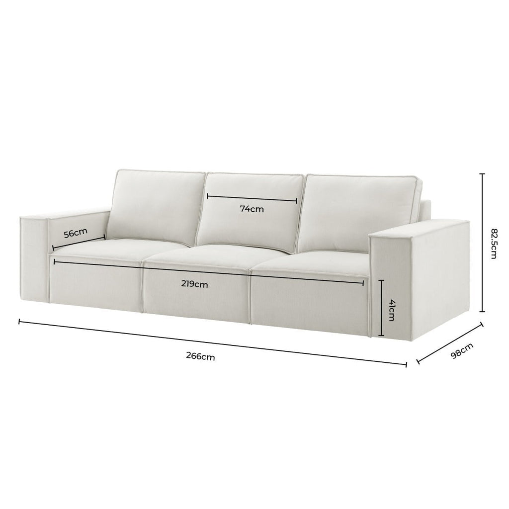 Dusklia - Brooklyn 3 Seater Sofa - Ivory