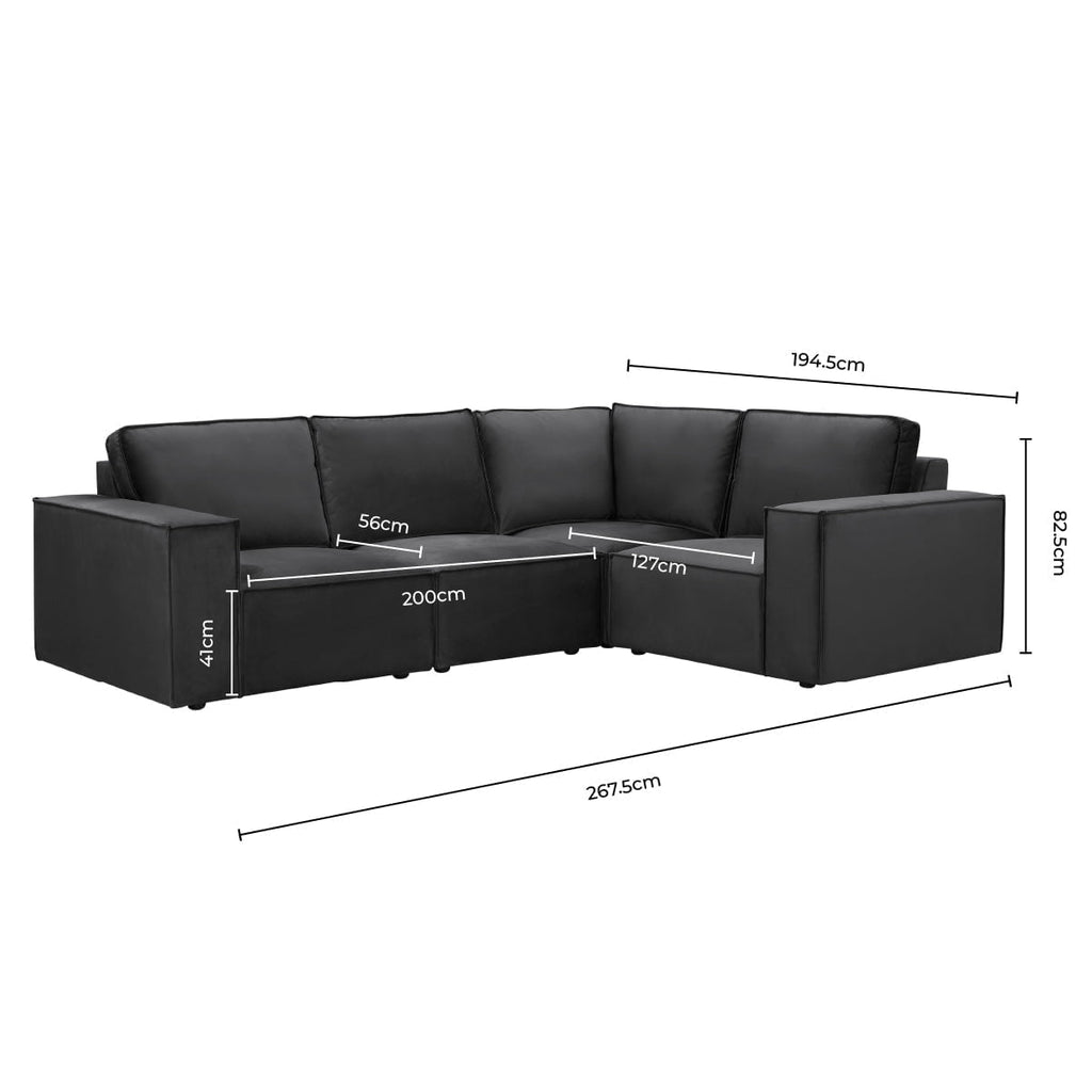 Dusklia - Brooklyn Small Right Hand L-Shape Sofa - Ink