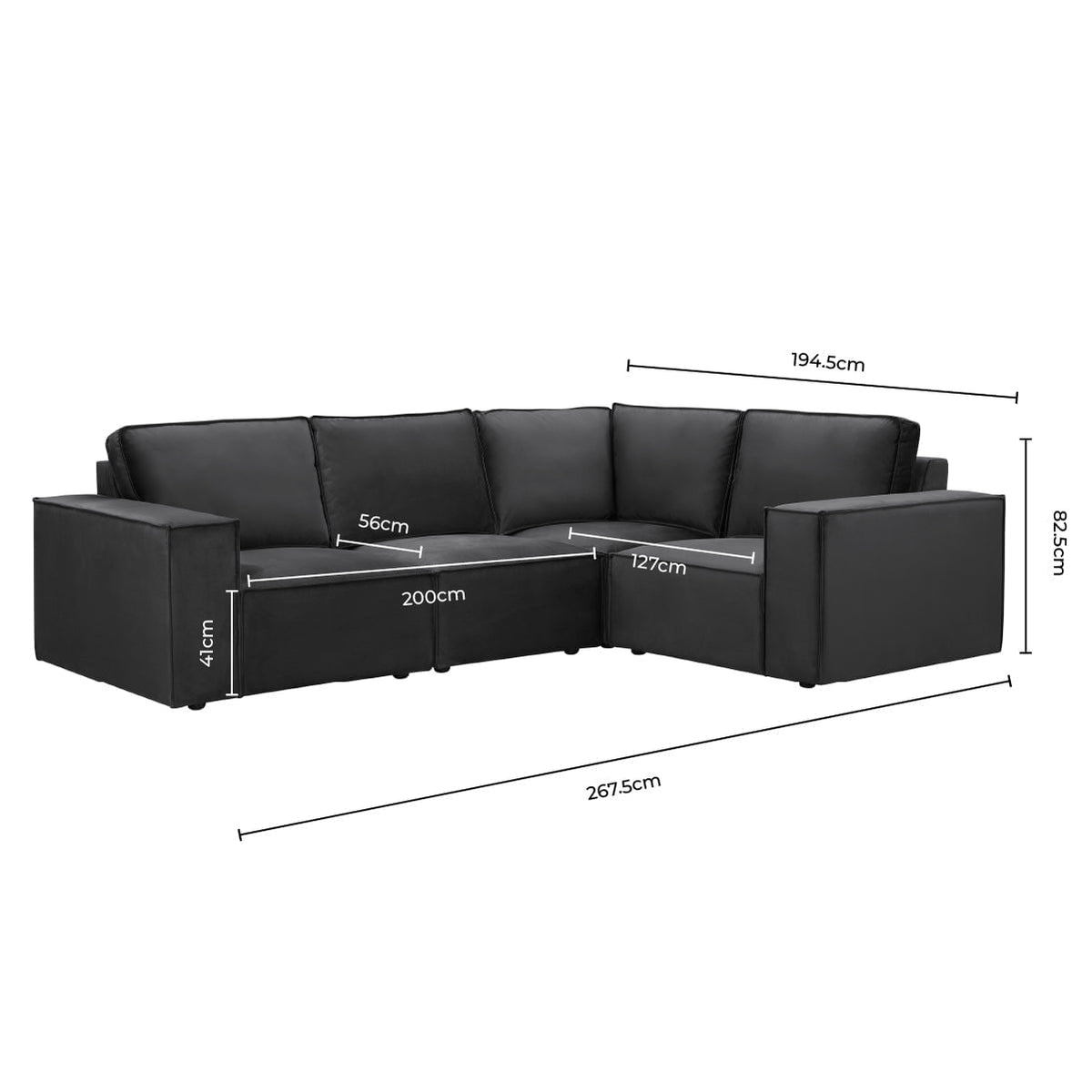 Dusklia - Brooklyn Small Right Hand L-Shape Sofa - Ink