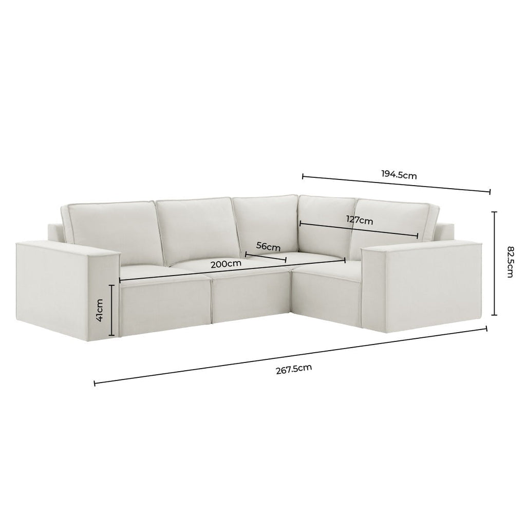 Dusklia - Brooklyn Small Right Hand L-Shape Sofa - Cappuccino
