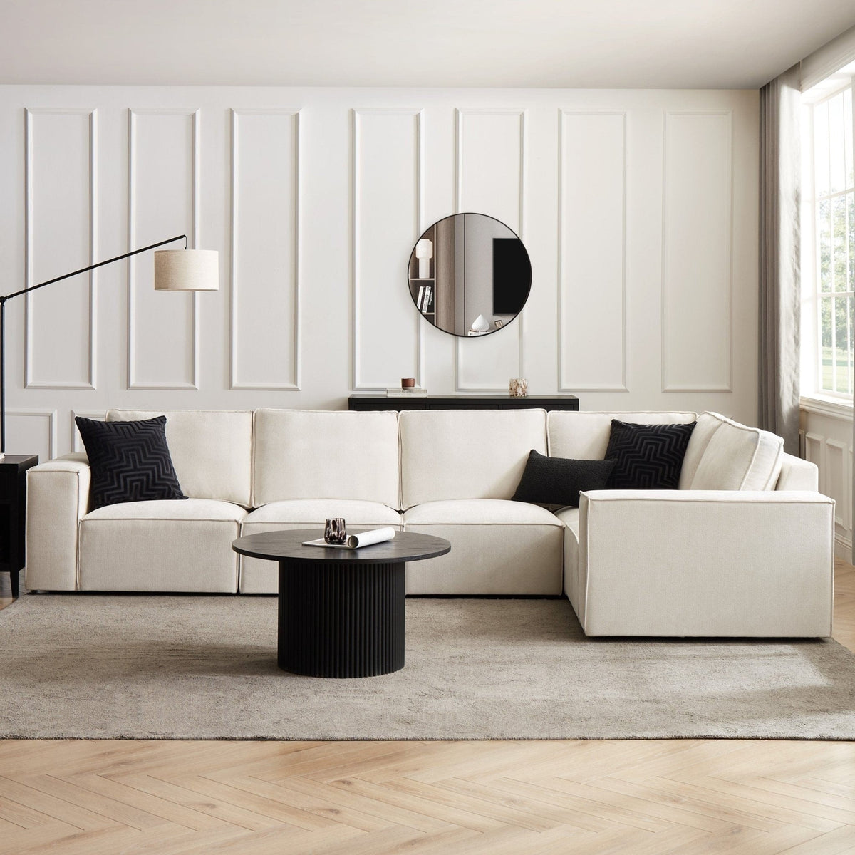Dusklia - Brooklyn Large Right Hand L-Shape Sofa - Ivory