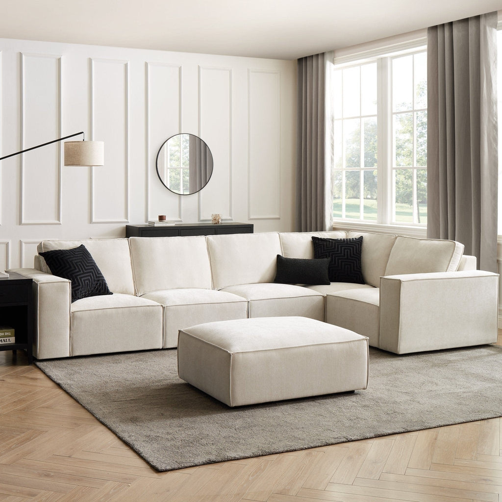 Dusklia - Brooklyn Large Right Hand L-Shape Sofa - Ivory