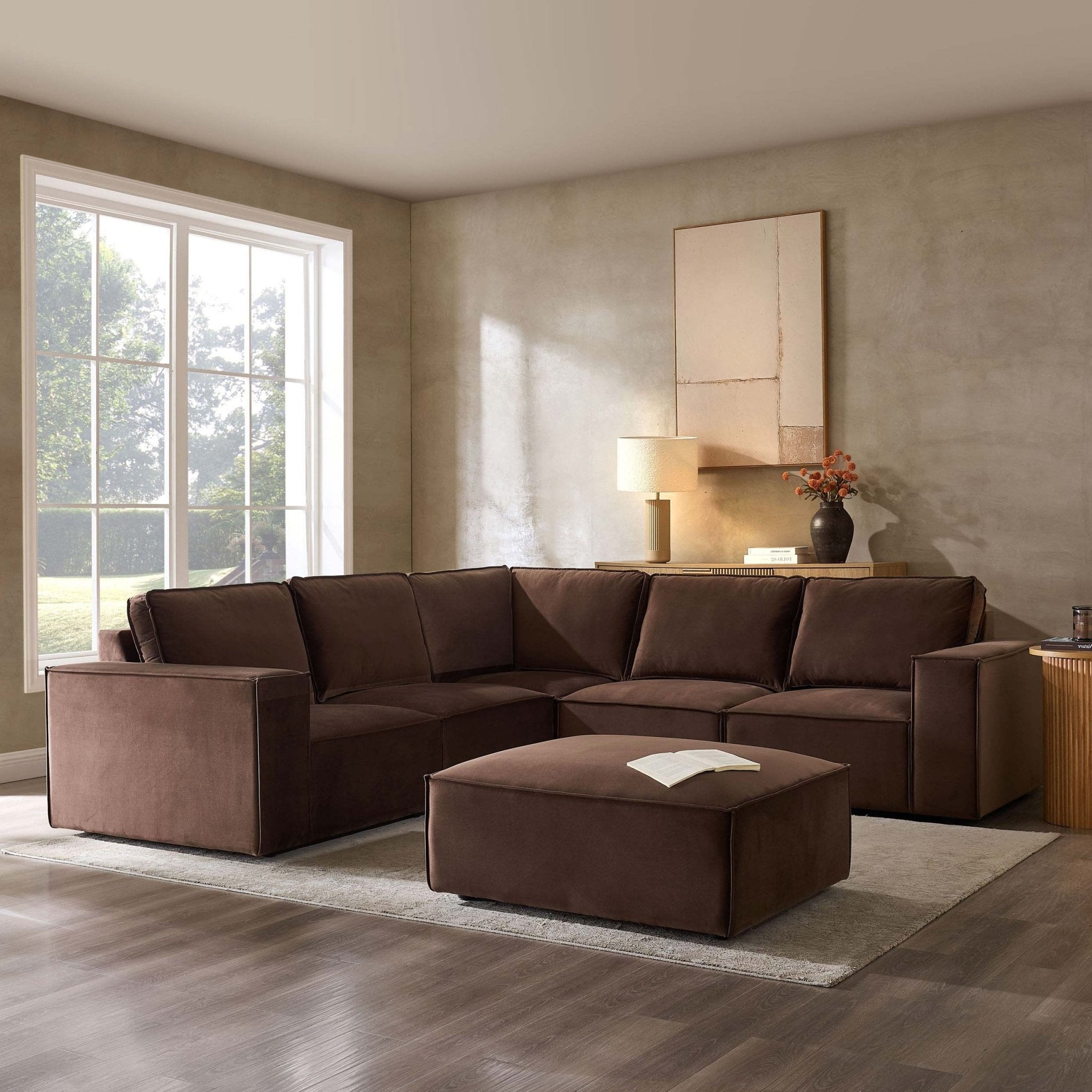 Dusklia - Brooklyn Large Left Hand Corner Sofa - Cappuccino