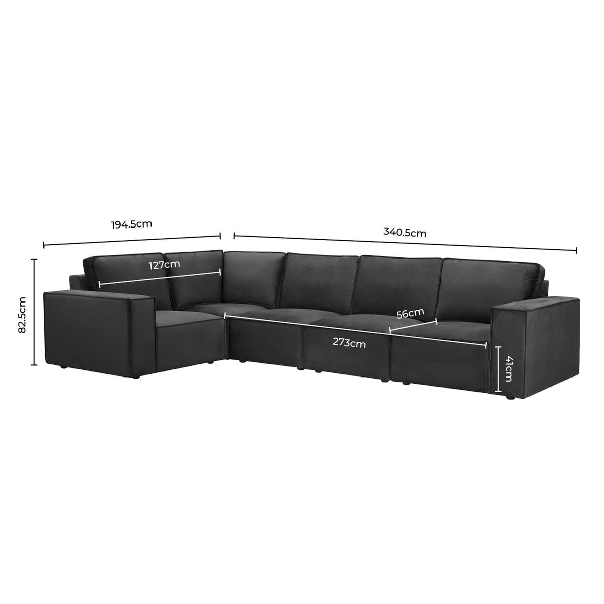 Dusklia - Brooklyn Large Left Hand L-Shape Sofa - Ink