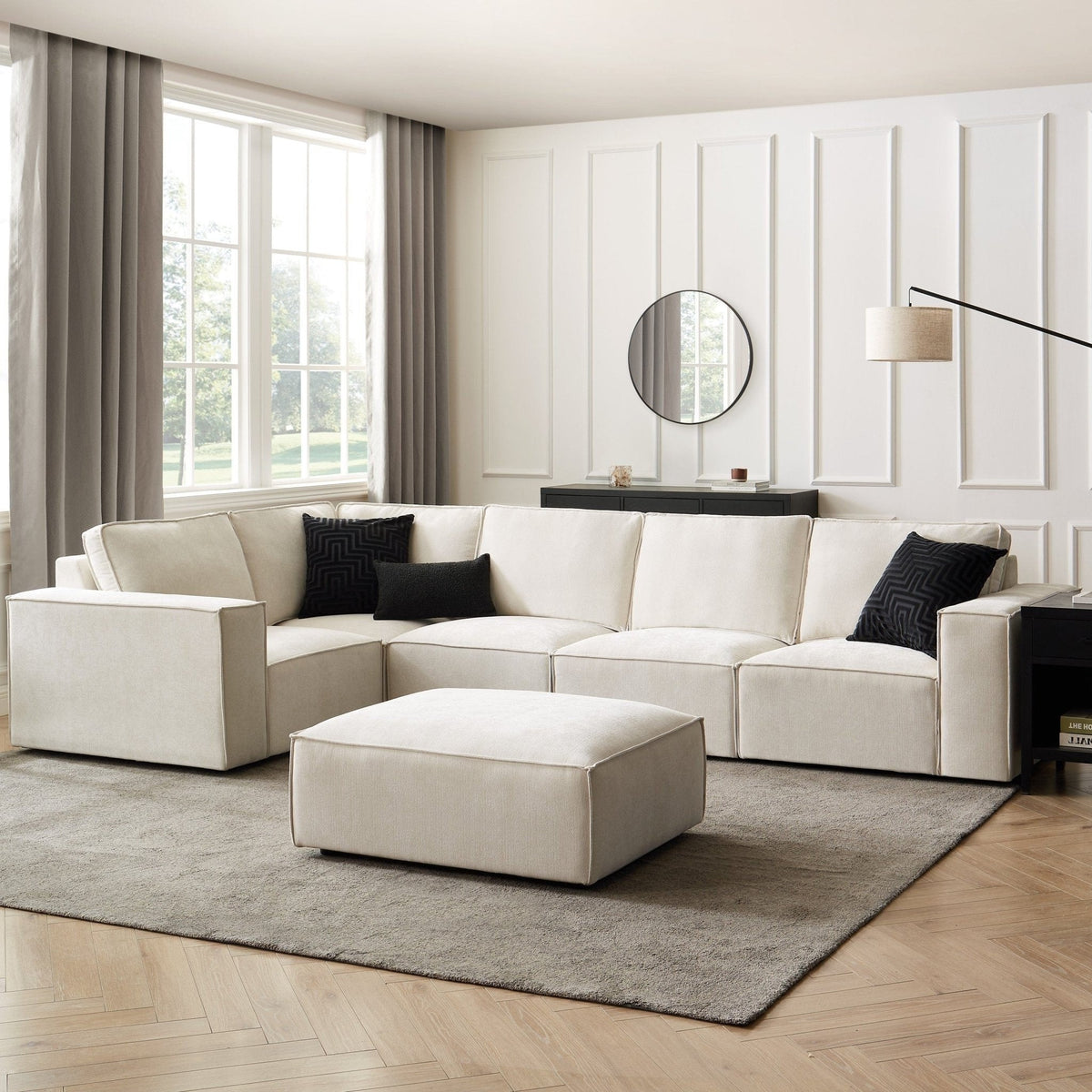 Dusklia - Brooklyn Large Left Hand L-Shape Sofa - Ivory