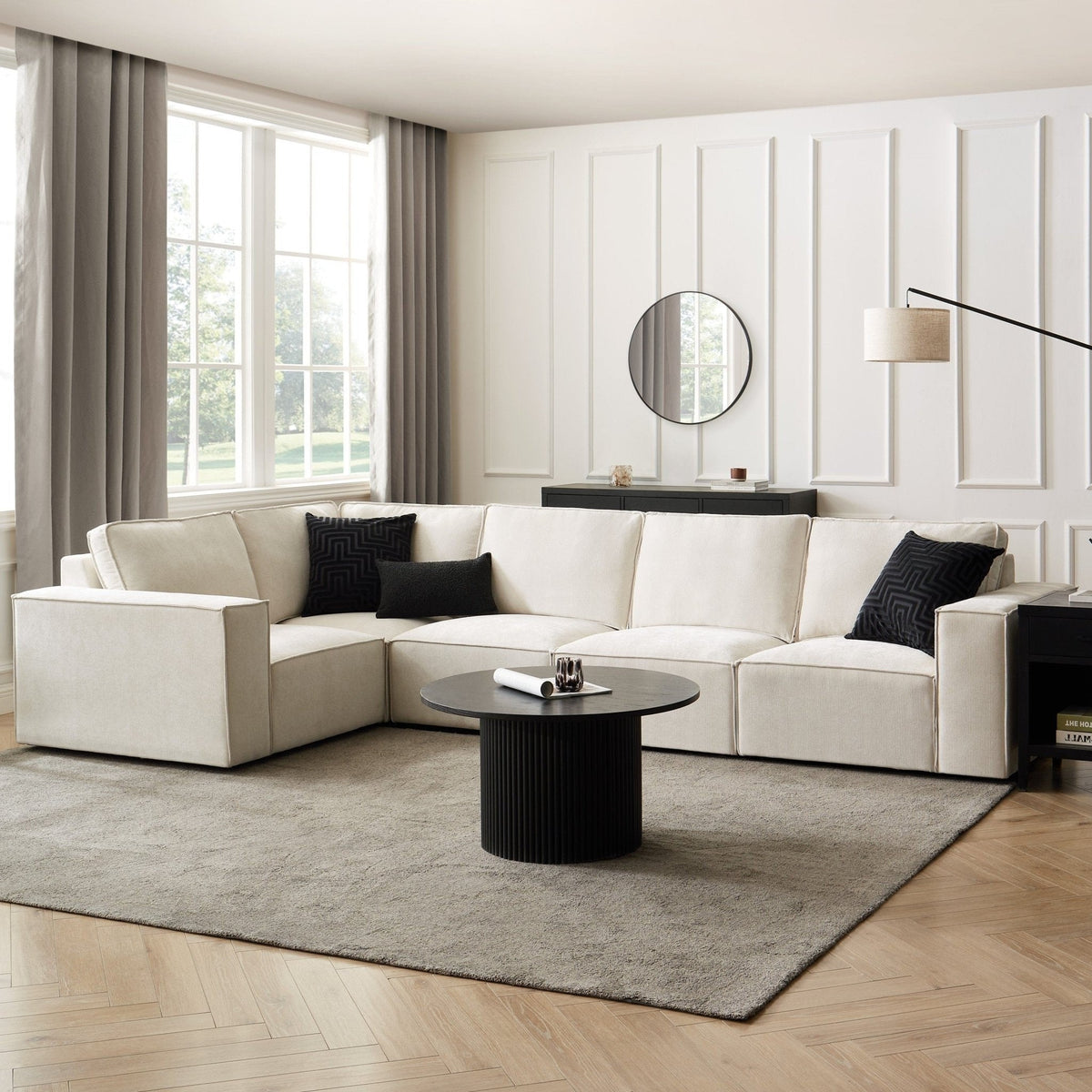 Dusklia - Brooklyn Large Left Hand L-Shape Sofa - Ivory