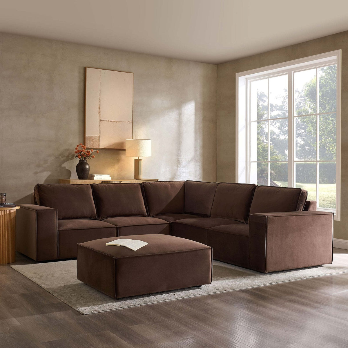 Dusklia - Brooklyn Large Right Hand Corner Sofa - Cappuccino