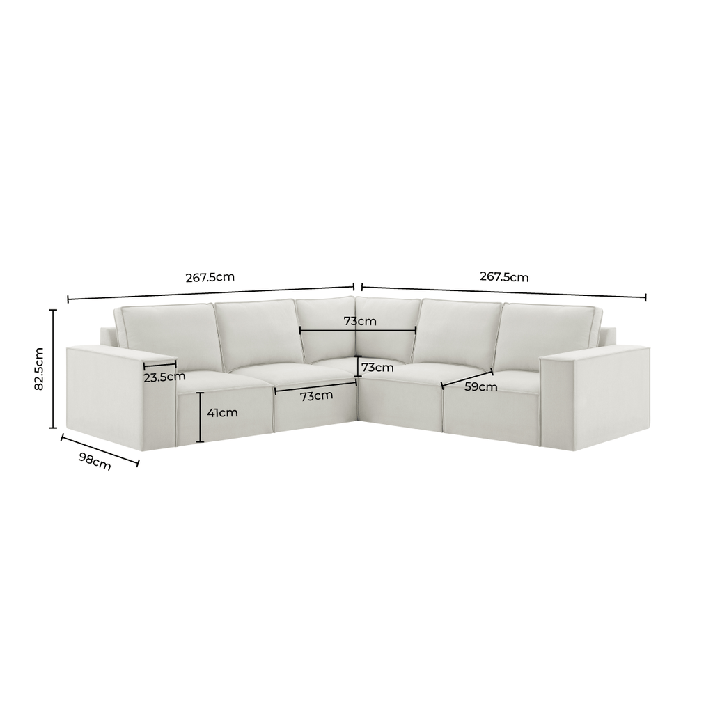 Dusklia - Brooklyn Large Left Hand Corner Sofa - Ivory