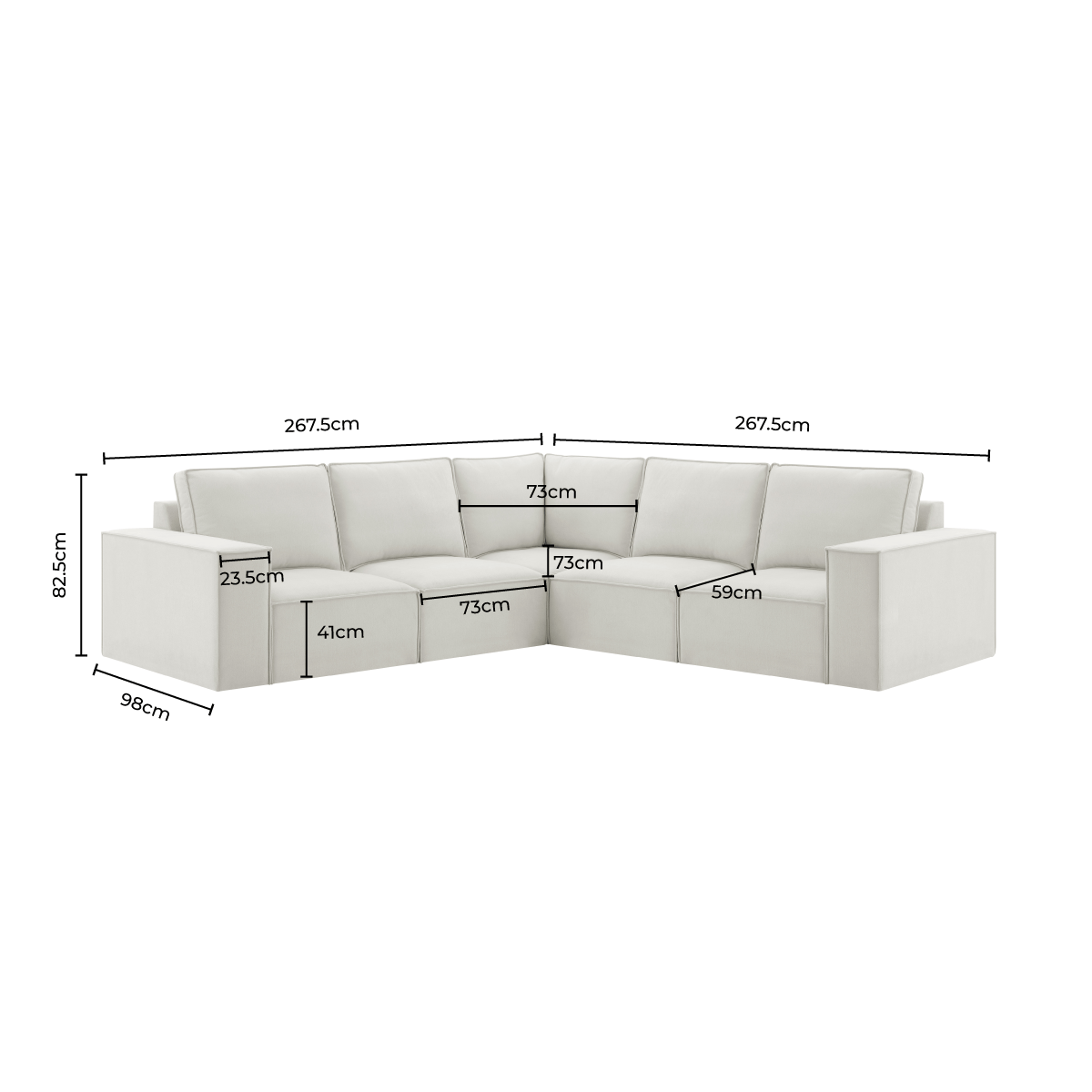 Dusklia - Brooklyn Large Right Hand Corner Sofa - Ink