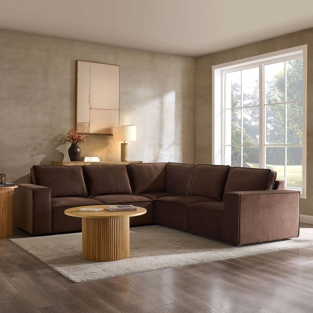 Dusklia - Brooklyn Large Right Hand Corner Sofa - Cappuccino