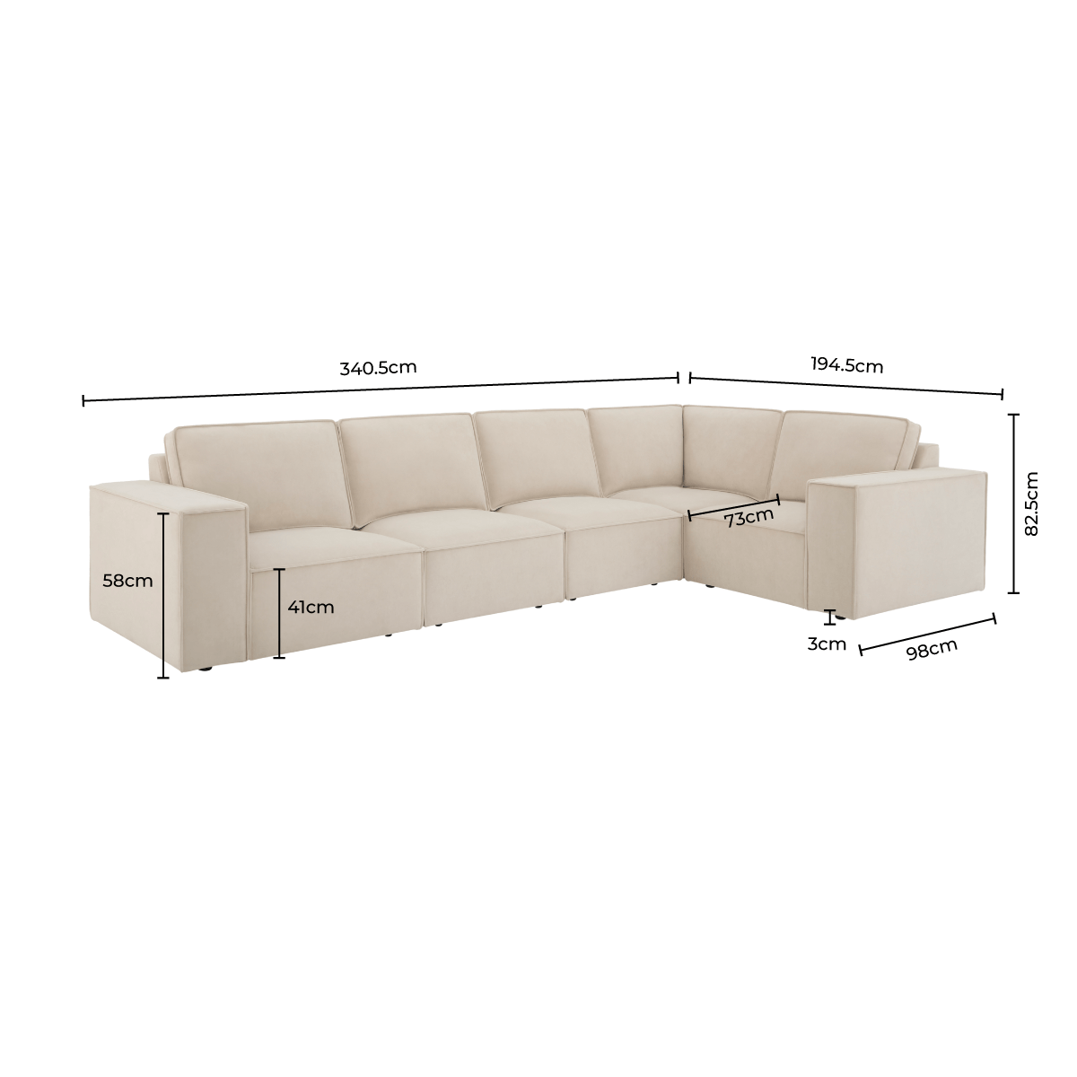 Dusklia - Brooklyn Large Right Hand L-Shape Sofa - Cappuccino