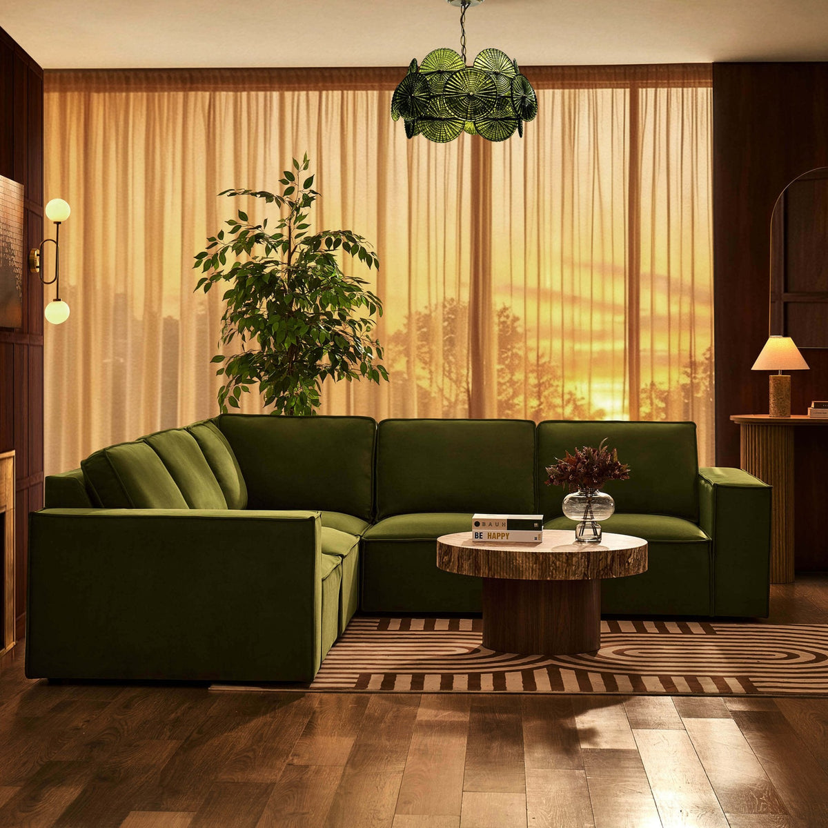 Dusklia - Brooklyn Right Hand Corner Sofa - Muted Moss