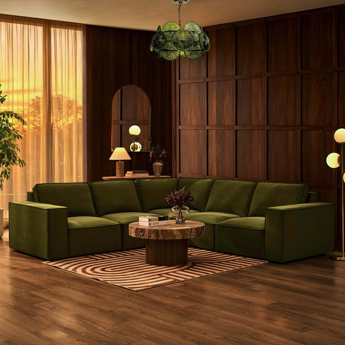 Dusklia - Brooklyn Right Hand Corner Sofa - Muted Moss