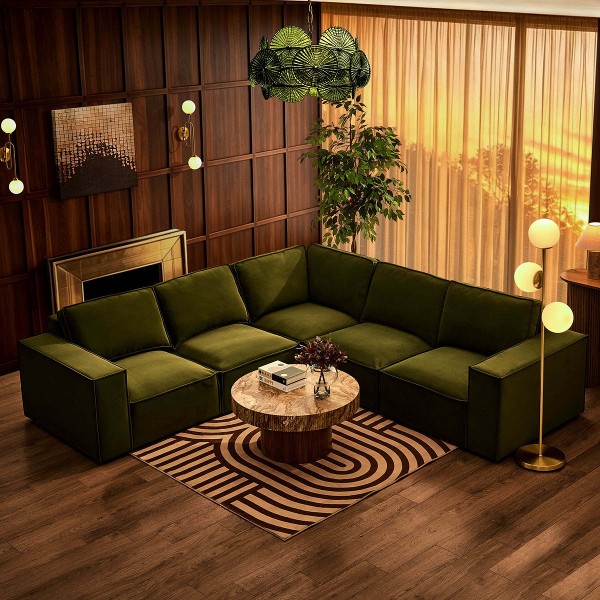 Dusklia - Brooklyn Left Hand Corner Sofa  - Muted Moss