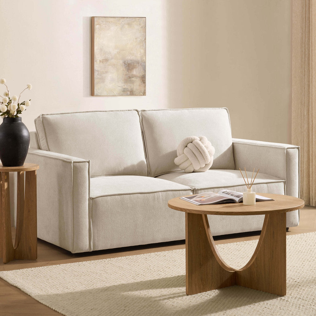 Dusklia - Brooklyn Slim Arm 2 Seater Sofa - Chenille Ivory